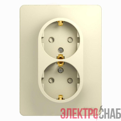Розетка 2-м СП Glossa 16А IP20 с заземл. защ. шторки в сборе беж. SE GSL000226