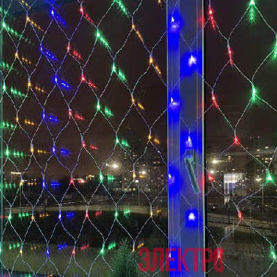 Гирлянда светодиодная &quot;Сеть&quot; 1.8мх1.5м мультирежим 220В IP20 мультиколор ЭРА Б0041901