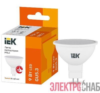 Лампа LED MR16 софит 9Вт 230В 3000К GU5.3 ИЭК LLE-MR16-9-230-30-GU5