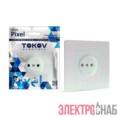 Розетка 1-м СП Pixel 16А IP20 без заземл. в сборе перламутр. TOKOV ELECTRIC TKE-PX-R1F-C04