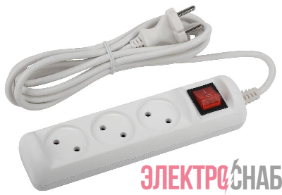 Удлинитель 3х3м без заземл. 10А IP20 U-3s-3m-2х1 ПВС 2х1 с выкл. Эра Б0044050