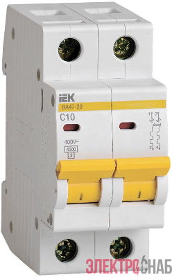 Выключатель автоматический модульный 2п C 10А 4.5кА ВА47-29 KARAT IEK MVA20-2-010-C