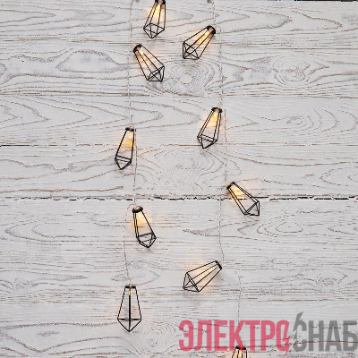 Гирлянда светодиодная "Кристаллы черные" 1.5м 10LED тепл. бел. 0.1Вт IP20 провод ПВХ прозр. элементы питания 2хAA (не в компл.) Neon-Night 304-017