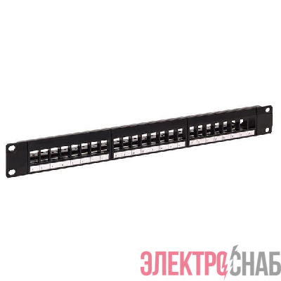 Патч-панель модульная 19дюйм 1U неэкранированная 24 порта с органайзером (пустая) TERACOM PRO EKF TRP-MODP-UTP-1U24