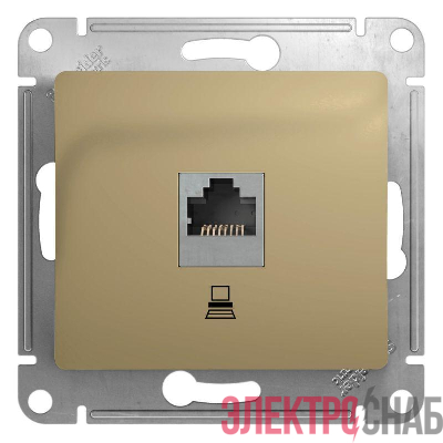 Розетка компьютерная 1-м СП Glossa RJ45 кат.5E механизм титан SE GSL000481K