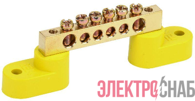Шина PE "земля" ШНИ-6х9-6-У2-Ж на двух угловых изоляторах IEK YNN10-69-6C2-K05