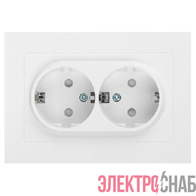 Розетка 2-м СП Accent 6-208-01 16А IP20 250В 2P+E Schuko со шторками AL/CU бел. Intro Б0063528