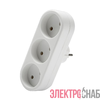 Разветвитель 3-м без заземл. 10А 2200Вт 250В плоский бел. DОМТОК 2655