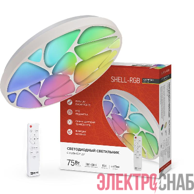Светильник светодиодный COMFORT SHELL-RGB 75Вт 3000-6500К 6000лм 230В 495х85мм с пультом ДУ IN HOME 4690612044651
