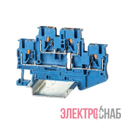 Клемма двухуровневая зажим push-in 4 точки подкл. с перемычкой между уровнями 2.5кв.мм син. DKC VPRTT-2.5-PV-BU