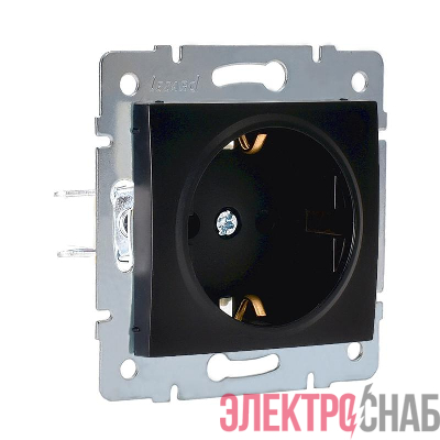 Розетка 1-м СП Karina с заземл. защ. шторки термопласт механизм черн. бархат LEZARD 707-4288-124B