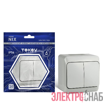 Выключатель 2-кл. ОП Nix 10А IP54 250В сер. TOKOV ELECTRIC TKE-NX-V2-C06-IP54