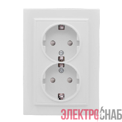 Розетка 2-м СП Минск 16А IP20 с заземл. защ. шторки бел. Basic EKF ERR16-128-100