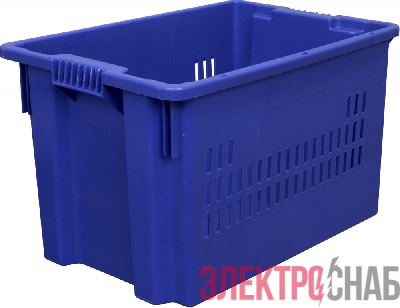 Ящик 600х400х350 дно сплошное, стенки перфорированные  синий 604 604