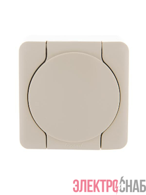 Розетка 1-м ОП Viola с заземл. с крышкой крем. LEZARD 751-0300-123