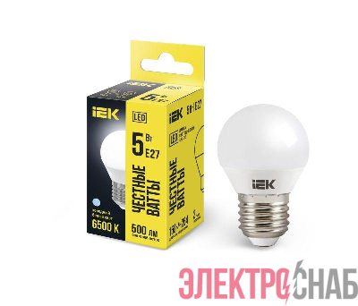 Лампа светодиодная G45 5Вт шар 6500К E27 230В IEK LLE-G45-5-230-65-E27