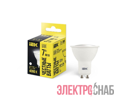 Лампа светодиодная 7Вт PAR16 софит 4000К нейтр. бел. GU10 230В IEK LLE-PAR16-7-230-40-GU10