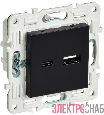 Розетка USB A+C 18Вт SKANDY SK-R13Bl черн. IEK SK-U22-018-K02