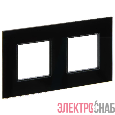 Рамка 2-м SKANDY SK-F22Bl стекло черн. IEK SK-M22-G-K02