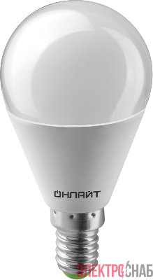 Лампа светодиодная 61 965 OLL-G45-10-230-2.7K-E14 10Вт шар 2700К тепл. бел. E14 1000лм 176-264В ОНЛАЙТ 61965