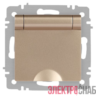 Розетка 1-м СП Accent 6-203-04 16А IP20 250В 2P+E Schuko с крышкой шампань Intro Б0063738