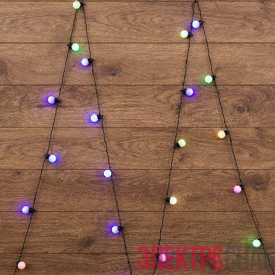 Гирлянда светодиодная "Шарики" 5м d30мм 25LED RGB 6Вт 220-240В IP20 провод ПВХ темн. зел. Neon-Night 303-569