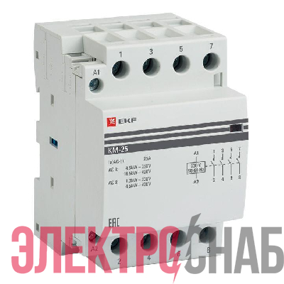 Контактор модульный КМ 25А 4NО (3 мод.) EKF km-3-25-40