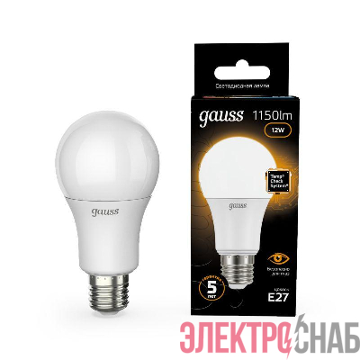 Лампа светодиодная Black 12Вт A60 грушевидная 3000К тепл. бел. E27 1150лм GAUSS 102502112