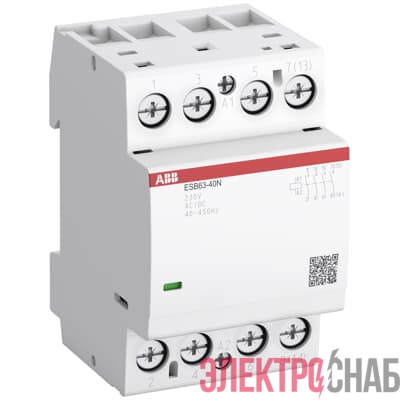 Контактор ESB63-40N-01 модульный (63А АС-1, 4НО), катушка 24В AC/DC ABB 1SAE351111R0140