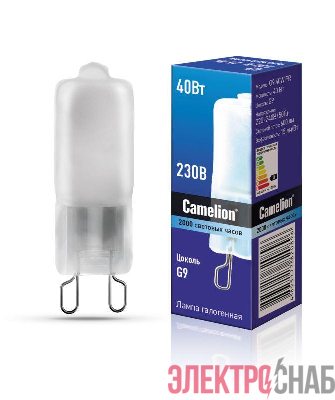 Лампа галогенная 40Вт капсульная матовая G9 3000К 240В Camelion 5556