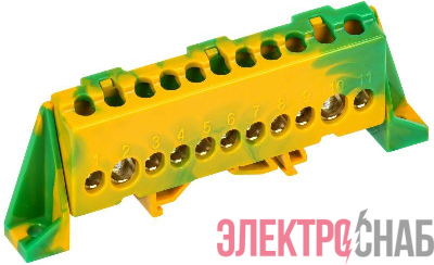 Шина PE "земля" в комб. изол. "Стойка" 8х12-11-ЖЗ TEKFOR IEK TF-NN20-11-DP-K52