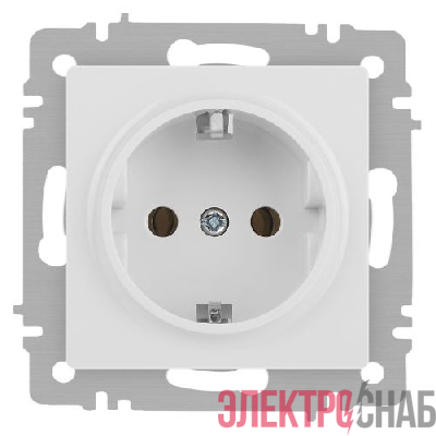 Розетка 1-м СП Accent 6-202-01М 16А IP20 250В 2P+E Schuko бел. матов. Intro Б0063681