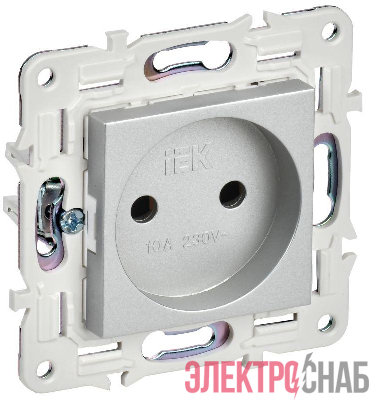 Розетка SKANDY 10А без заземл. без защ. шторок SK-R02S серебр. IEK SK-R10-10-K23