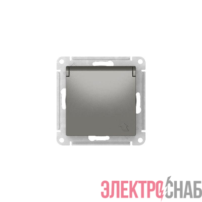 Розетка AtlasDesign 16А IP20 с заземл. защ. шторки с крышкой быстрозажим. клем. механизм сталь SE ATN000946S
