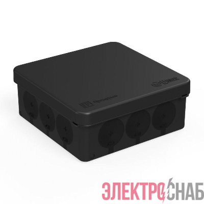 Коробка распределительная ОП 100х100х40 для прямого монтажа двухкомпонентн. безгалогенная (HF) 12 вводов IP66 черн. Промрукав 60-0303-9005