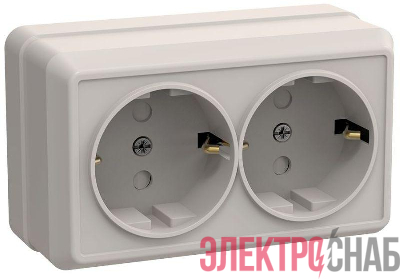 Розетка 2-м ОП Октава РСш22-3-ОКм 16А IP20 с заземл. защ. шторки крем. GENERICA ERO24-K33-16-DC