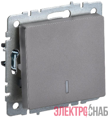 Выключатель 1-кл. СП BRITE ВС10-1-1-БрС 10А с индик. механизм сталь IEK BR-V10-1-10-K46