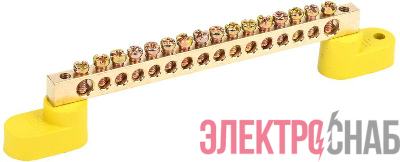 Шина PE "земля" ШНИ-6х9-16-У2-Ж на двух угловых изоляторах IEK YNN10-69-16C2-K05