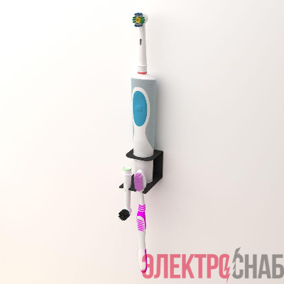 Держатель для хранения электрических зубных щеток и насадок монтаж без сверления черн. Rexant 38-0715