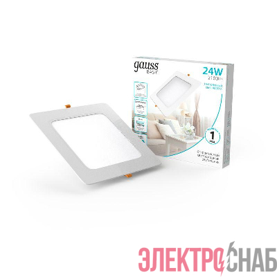 Светильник светодиодный Basic Downlight 24Вт 4000К IP20 2100лм 170-260В 220х26 квадрат бел. GAUSS 9031520224