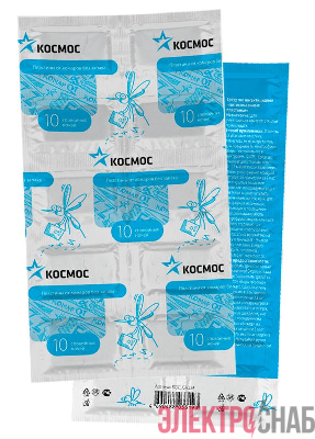 Пластина от комаров для фумигатора 10шт (по 1шт на ночь) без запаха Космос KOC_GH324