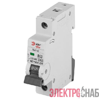 Выключатель автоматический 1п B 63А 4.5кА ВА47-63 PRO ЭРА Б0059376