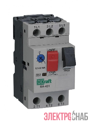 Выключатель автоматический для защиты двигателя 3п 0.63-1.0А 100кА ВА-431 DEKraft 21224DEK