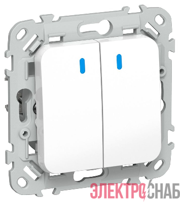 Выключатель 2-кл. СП FLITE ВС12-1-1-ФлБ 10А с индикацией механизм бел. IEK FI-V20-1-10-1-K01