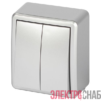 Выключатель 2-кл. ОП Эксперт 11-1204-03 IP20 10АХ-250В алюм. Эра Б0063035