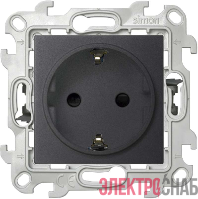 Розетка 1-м СП Simon 24 16А IP20 2P+E Push&Go защ. шторки механизм графит Simon 2420432-038