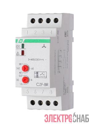 Реле контроля фаз CZF-BR (3х400/230+N 8А 1перекл. IP20 монтаж на DIN-рейке) F&F EA04.001.003