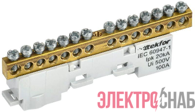 Шина L "фаза" неизол. на универс. держ. 6х9-14-Ср TEKFOR IEK TF-NN10-14-DL-K03