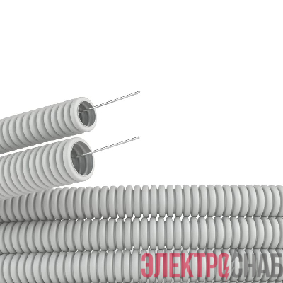 Труба гофрированная ПВХ гибкая тяжелая d25мм с протяжкой сер. (уп.50м) DKC 91525