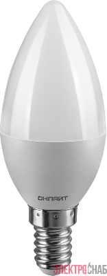 Лампа светодиодная 61 127 OLL-C37-6-230-6.5K-E14-FR 6Вт свеча 6500К холод. бел. E14 600лм 176-264В ОНЛАЙТ 61127